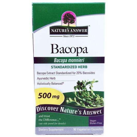 Основне фото товара Nature's Answer, Bacopa 500 mg, Бакопа Моньє, 90 капсул
