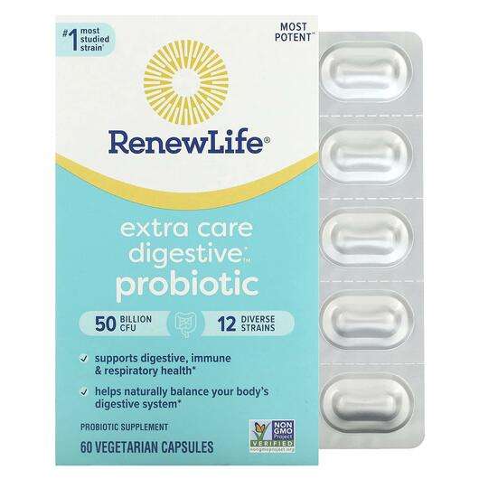 Основное фото товара Renew Life, Ферменты, Extra Care Digestive Probiotic 50 Billio...