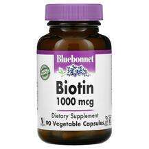 Bluebonnet, Biotin 1000 mcg, Вітамін 1000 мкг, 90 капсул