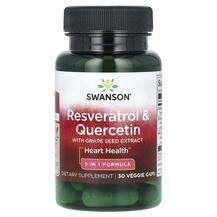 Swanson, Ресвератрол, Resveratrol & Quercetin, 30 капсул