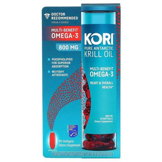 Основне фото товара Pure Antarctic Krill Oil Multi-Benefit Omega-3 800 mg, Олія Ан...