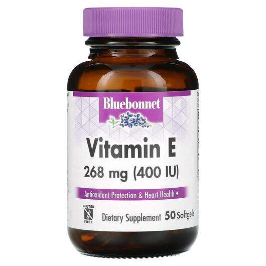 Основное фото товара Bluebonnet, Витамин E Токоферолы, Vitamin E 268 mg 400 IU, 50 ...