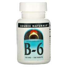 Source Naturals, B6 100 mg 100, Вітамін B-6 100 мг, 100 таблеток