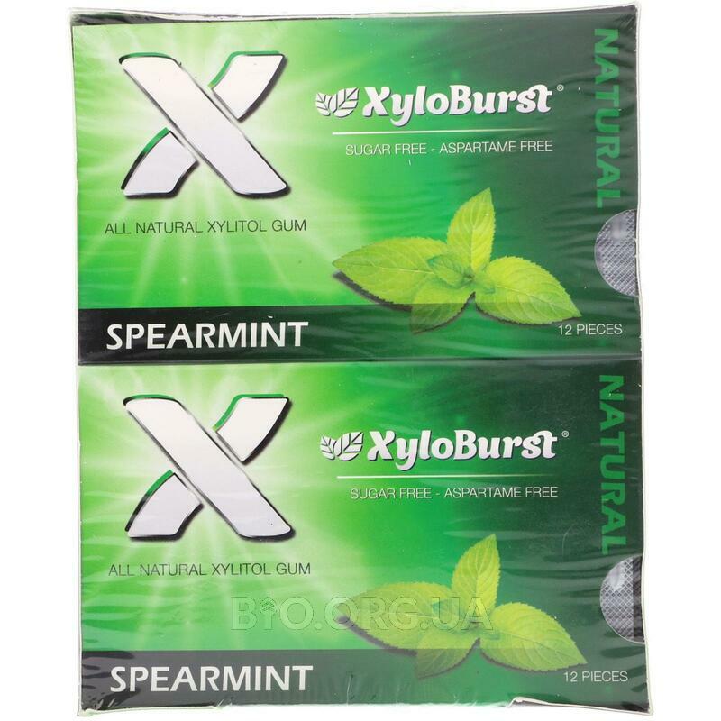 All Natural Xylitol Gum Spearmint 12 Packs 12 Pieces Xyloburst