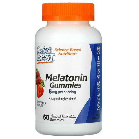 Основне фото товара Doctor's Best, Melatonin Gummies 5 mg, Мелатонін 5 мг, 60 цукерок