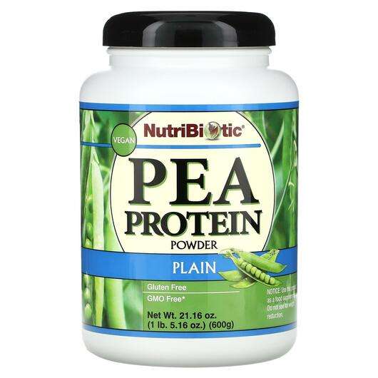 Основное фото товара NutriBiotic, Протеин, Pea Protein Powder Plain, 600 г
