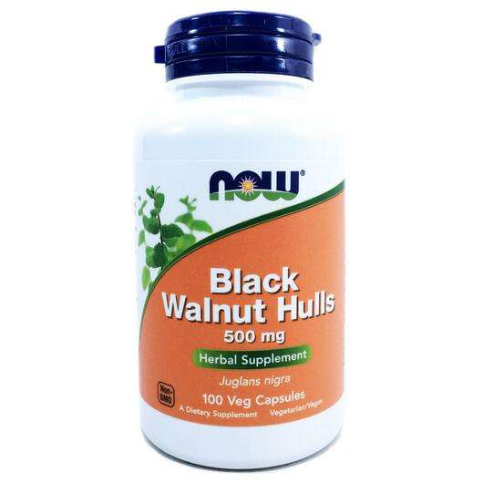 Основне фото товара Now, Black Walnut Hulls 500 mg, Чорний горіх 500 мг, 100 капсул
