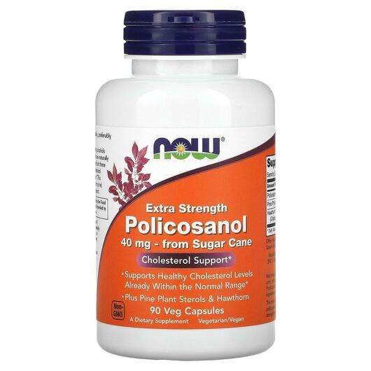 Основне фото товара Now, Extra Strength Policosanol, Полікозанол 40 мг, 90 капсул