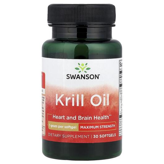 Основное фото товара Krill Oil Maximum Strength, Масло Антарктического Криля, 30 капсу