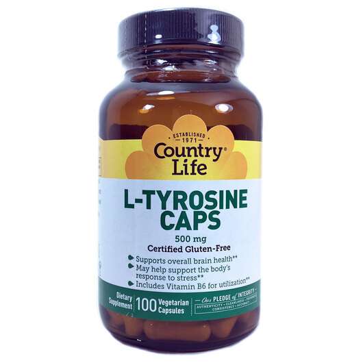 L-Tyrosine Caps 500 mg, L-тірозин 500 мг, 100 капсул