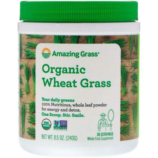 Основное фото товара Amazing Grass, Пророщенная пшеница, Organic Wheat Grass, 240 г