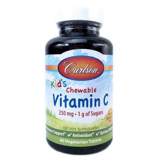 Основне фото товара Carlson, Kid's Vitamin C 250 mg, Дитячий вітамін С 250 мг, 60 ...