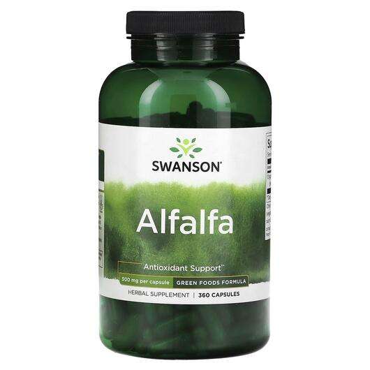 Основне фото товара Swanson, Alfalfa 500 mg, Люцерна, 360 капсул