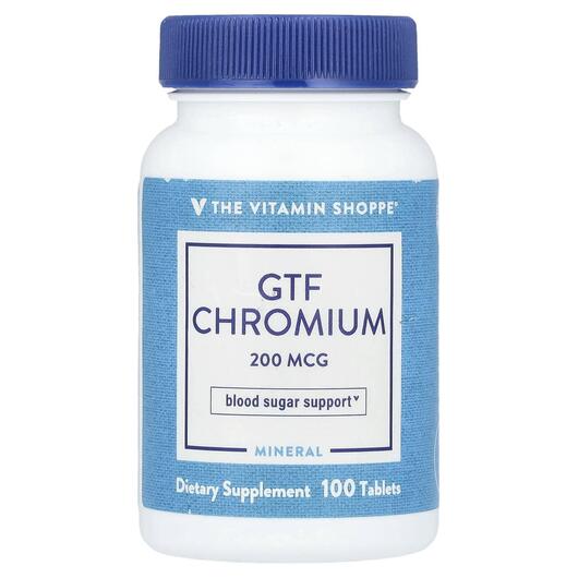 Основне фото товара TheVitaminShoppe, GTF Chromium 200 mcg, Хром, 100 таблеток