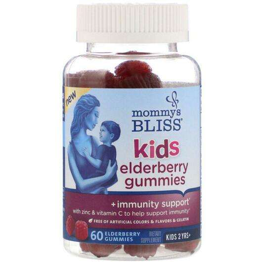 Основне фото товара Mommy's Bliss, Kids Elderberry Gummies + Immunity Support, Чор...