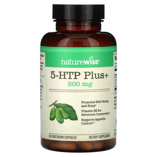 Основне фото товара Naturewise, 5-HTP Plus+ 200 mg, 5-гідрокситриптофан, 60 капсул