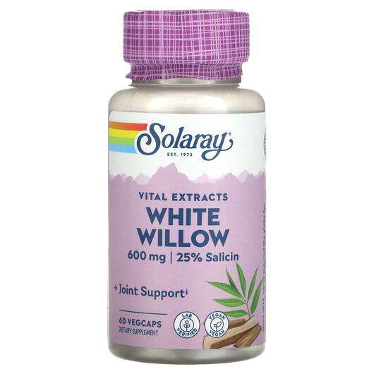 Основне фото товара Solaray, Vital Extracts White Willow 600 mg, Кора Верби білої,...