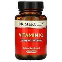 Dr. Mercola, Витамин К2 180 мкг, Vitamin K2 180 mcg MK7, 90 ка...