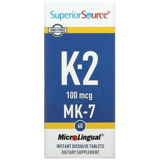 Основне фото товара Superior Source, Vitamin K-2 100 mcg, Вітамін K Філохінон, 60 ...