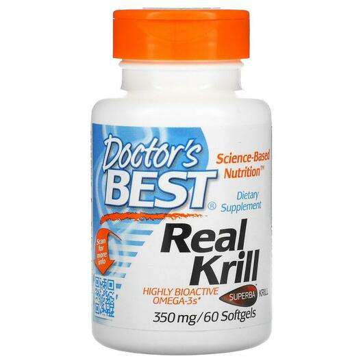Основное фото товара Doctor's Best, Масло Криля 350 мг, Real Krill 350 mg, 60 капсул