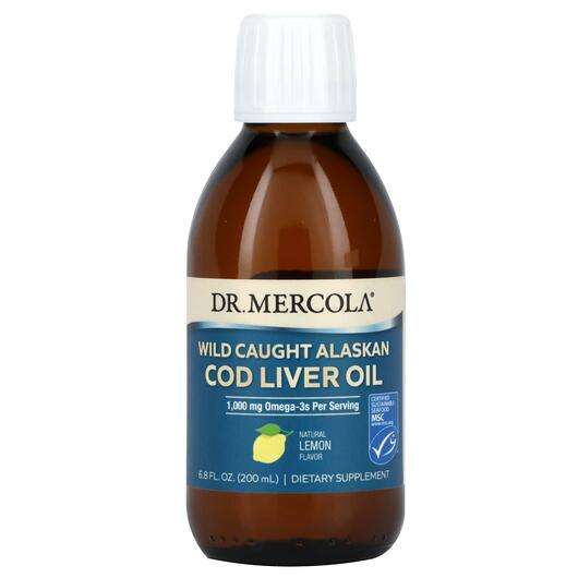Основне фото товара Dr. Mercola, Wild Caught Alaskan Cod Liver Oil Lemon, Олія з п...