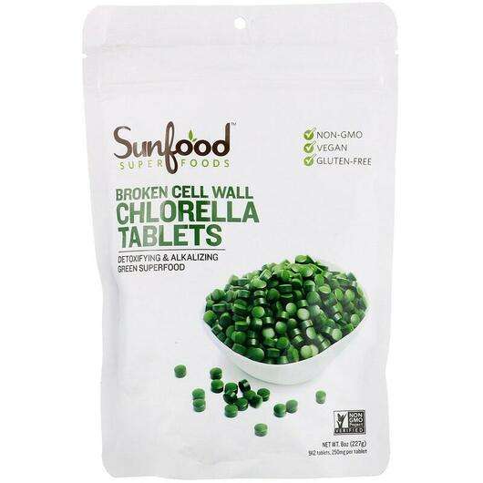 Основное фото товара Sunfood, Хлорелла, Broken Cell Wall Chlorella Tablets 250 mg 9...