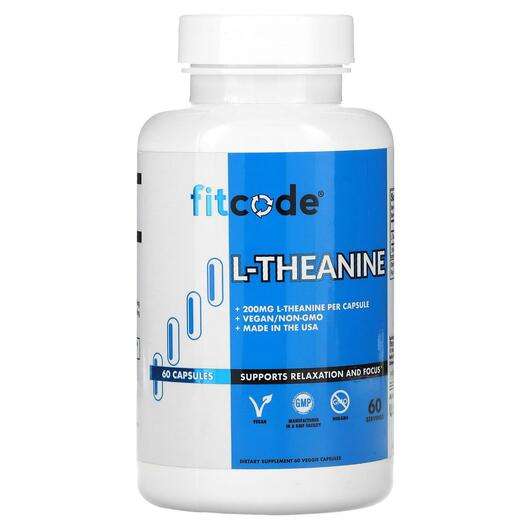 Основне фото товара FitCode, L-Theanine 200 mg, L-Теанін, 60 капсул