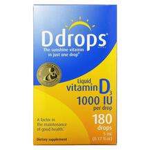 Ddrops, Витамин D3 в каплях, Liquid Vitamin D3 1000 IU, 5 мл