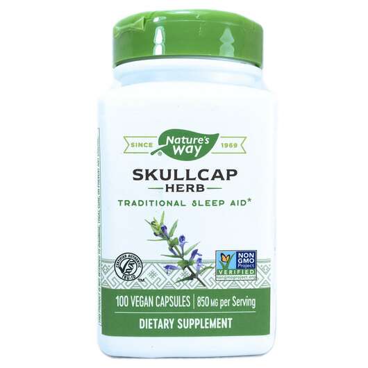 Основне фото товара Nature's Way, Skullcap Herb 425 mg, Шоломниця 425 мг, 100 капсул