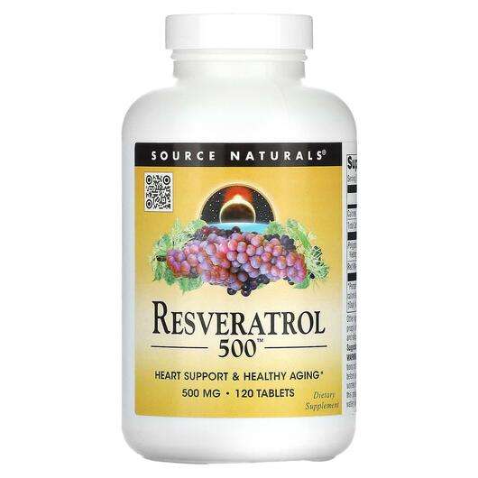 Основне фото товара Source Naturals, Resveratrol 500 mg, Ресвератрол, 120 таблеток
