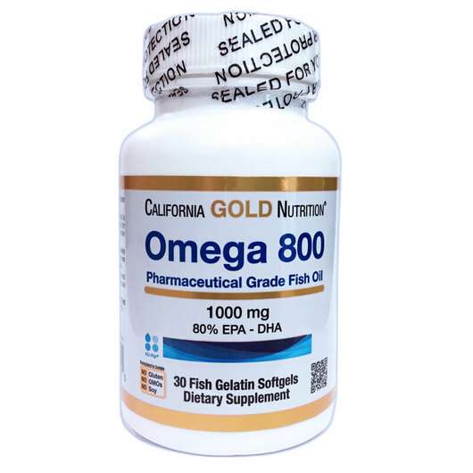 Основне фото товара California Gold Nutrition, Omega 800, Омега 800 1000 мг 80% ЕП...
