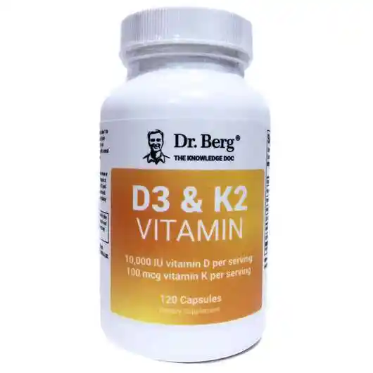 Основне фото товара Dr. Berg, D3 & K2 Vitamin 10000 IU, Вітаміни D3 K2, 120 ка...