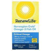 Renew Life, Омега 3, Norwegian Gold Omega-3 Fish Oil 850 mg, 1...