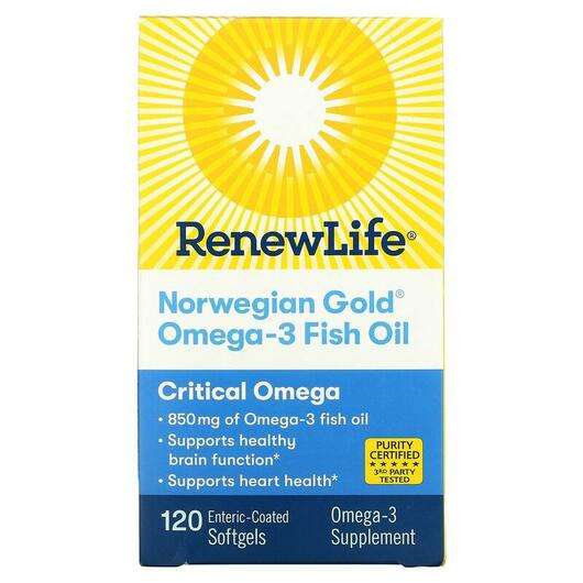 Основное фото товара Renew Life, Омега 3, Norwegian Gold Omega-3 Fish Oil 850 mg, 1...