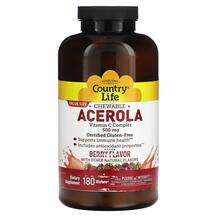 Country Life, Chewable Acerola Vitamin C Complex Berry 500 mg,...