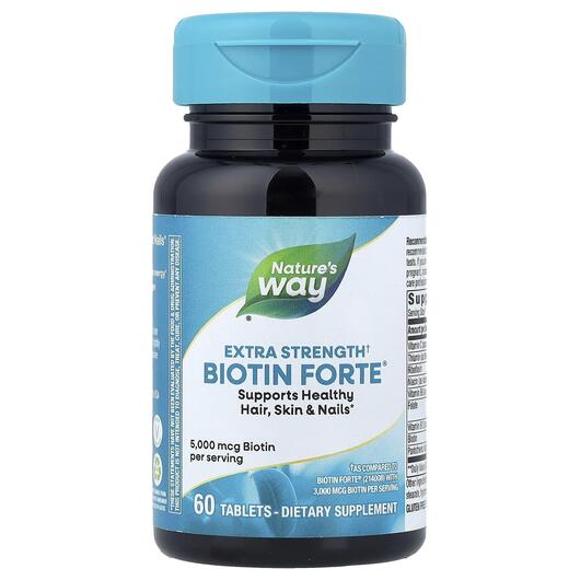 Основне фото товара Biotin Forte Extra Strength 5 mg, Вітамін B7 Біотин, 60 таблеток