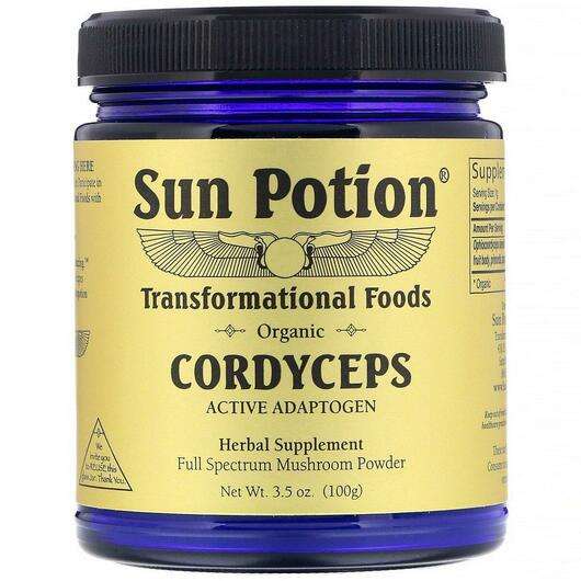 Основне фото товара Sun Potion, Cordyceps Powder Organic 3, Гриби Кордіцепс, 100 г