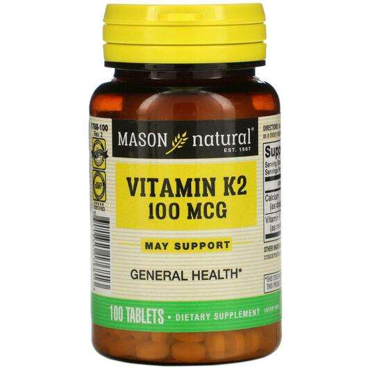 Основное фото товара Mason, витамин К2 100 мкг, Vitamin K2 100 mcg 100, 100 таблеток