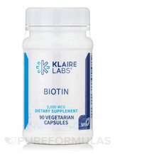 Klaire Labs SFI, Biotin 5000 mcg, Вітамін B7 Біотин, 90 капсул