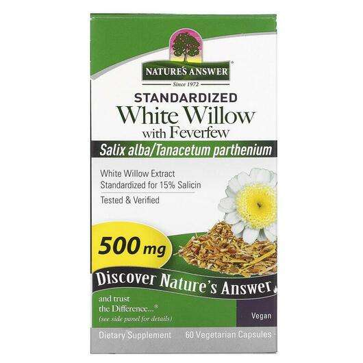 Основне фото товара Nature's Answer, White Willow with Feverfew 500 mg, Кора Верби...