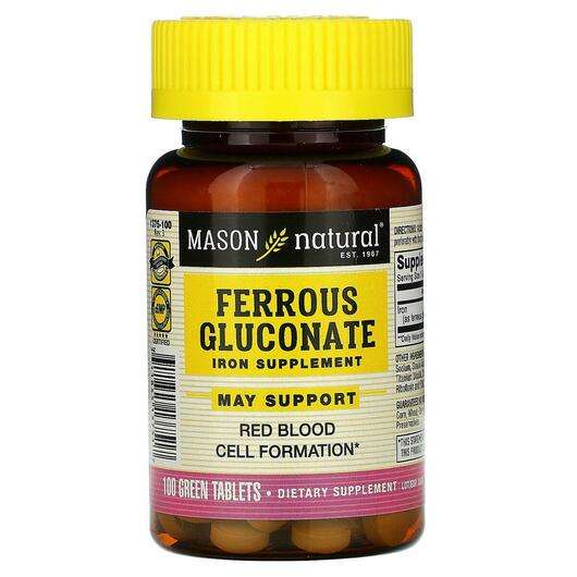 Основне фото товара Mason, Ferrous Gluconate, Залізо, 100 таблеток