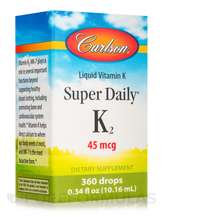 Carlson, Витамин K2, Super Daily K2 45 mcg, 10.16 мл