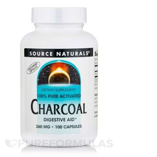 Основне фото товара Source Naturals, Charcoal 100% Pure Activated, Активоване вугі...