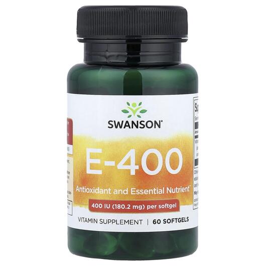 Основное фото товара Витамин E Токоферолы, Vitamin E-400 180.2 mg 400 IU, 60 капсул