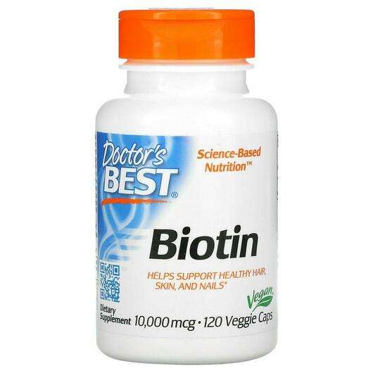 Основне фото товара Doctor's Best, Biotin 10000 mcg, Біотин 10000 мкг, 120 ка...