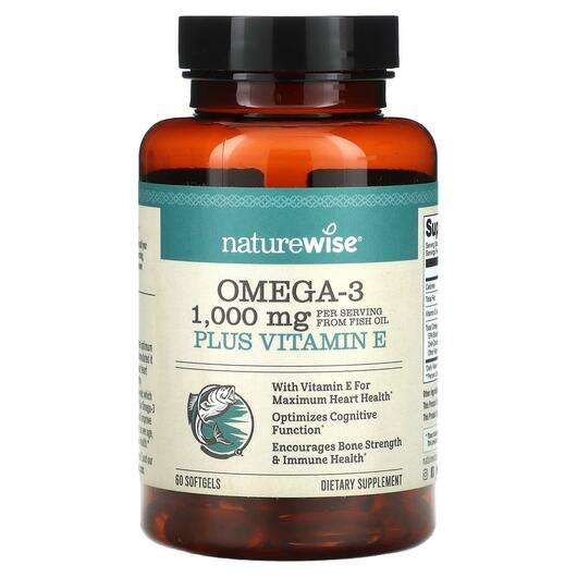 Основне фото товара Naturewise, Omega 3 Plus Vitamin E, Вітамін E Токофероли, 60 к...