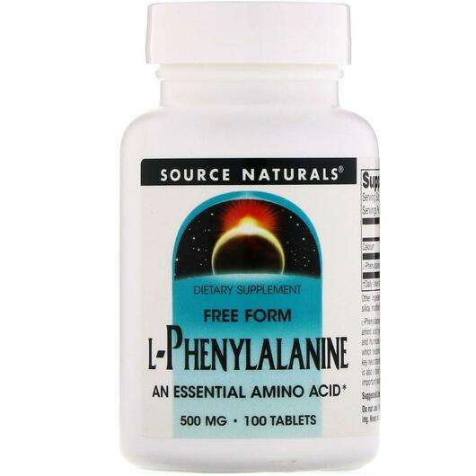 Основне фото товара Source Naturals, L-Phenylalanine 500 mg 100, L-Фенілаланін 500...