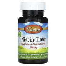 Carlson, Niacin-Time 500 mg, Ніацин, 50 таблеток