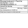 Фото складу Vitamin D3 10000, Вітамін D3 Холекальциферол, 120 капсул