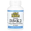 Photo Suggested Use Natural Factors, Vitamin D3 & K2, 60 Softgels